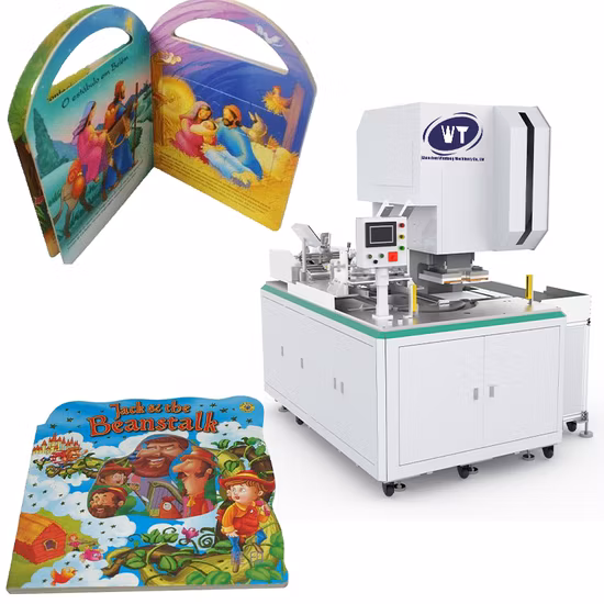 Brettbuch gestanzt, Sattelheftung, Übungsbuchherstellung, Notizbuch-Schneidemaschine